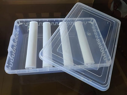 Multipurpose Plastic Storage Box with 4 Adjustable Rods l Storing Box For Bangles, Chuda, Kada, Watches, Scrunchies I (Transparent_Big_4-Rod)