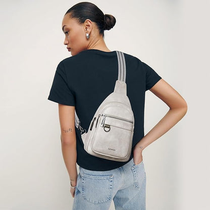 Leresas 7L Sling Bag for Women Men Vegan Leather Crossbody Bags Fanny Pack Purse Backpack Over Shoulder Bag Travel Anti Theft