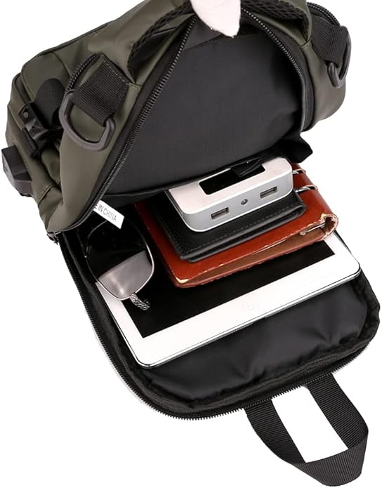 Hebetag Leather Sling Bag Crossbody Backpack for Men Women Travel Outdoor Camping
