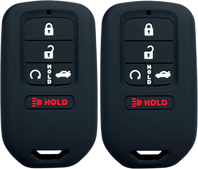 2Pcs Coolbestda Silicone Full Protective Key Fob Remote Cover Case Skin Jacket for 2017 2018 2019 2020 2021 Honda Civic Accord Pilot CR-V 5 Buttons Smart Key A2C81642600