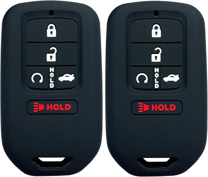 2Pcs Coolbestda Silicone Full Protective Key Fob Remote Cover Case Skin Jacket for 2017 2018 2019 2020 2021 Honda Civic Accord Pilot CR-V 5 Buttons Smart Key A2C81642600