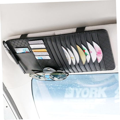SHERCHPRY 2pcs Sun Visor Storage Bag Vehicle Storage Bag Cd Holder Car Visor Organizer Leather Organizer