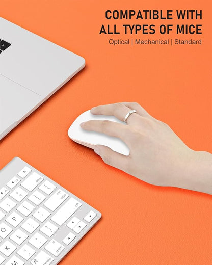 Desk Pad, 23.6" x 13.8" PU Leather Non-Slip Desk Mat Large Mouse Pad for Desktop, Waterproof Laptop Computer Writing Mat for Office, Home, Work, Gaming, Orange