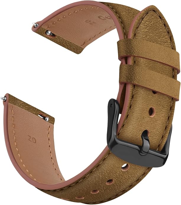 Vancle Quick Release Genuine Leather Watch Band 20mm 22mm Watch Strap, Top Grain Leather Watch bands for Men Women