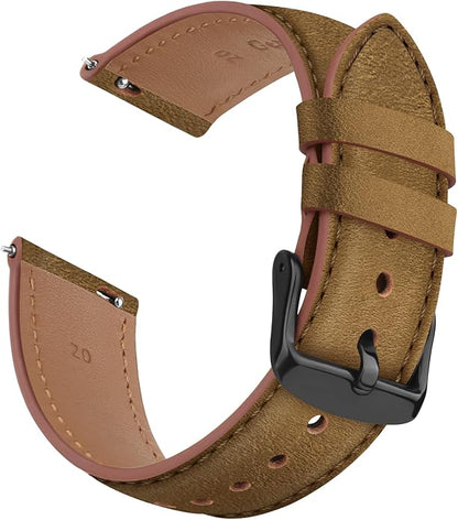 Vancle Quick Release Genuine Leather Watch Band 20mm 22mm Watch Strap, Top Grain Leather Watch bands for Men Women