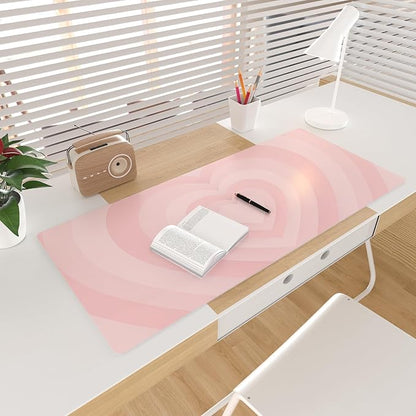 Colorful Star Large Mouse Pad Pink, Girly Desk Mat Aesthetic PU Leather Laptop Mat 31.5 x 15.7 in, Cute Mousepad & Large Desk Pad, Waterproof Non-Slip Desk Mat for Office Accessories Women& Girl