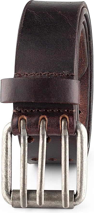 F&L CLASSIC Men's Genuine full grain leather belt heavy duty, work or casual belts for jeans, triple Prong buckle,1.5” wide,