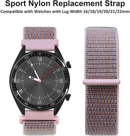 WOCCI 18mm Adjustable Nylon Watch Band, Quick Release Sport Loop Strap (Sand Pink)