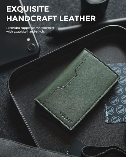 VULKIT Slim Pop up Wallet for Women Minimalist Credit Card Holder with Leather Slots Men's Bifold RFID Blocking Metal Wallets