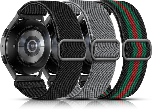 Lerobo Elastic Bands Compatible with Samsung Galaxy Watch 8 7 6 5 4 40mm 44mm/Galaxy Watch 8 Classic 6 4 Classic 43mm 47mm 42mm 46mm/5 Pro Band 45mm/Active 2,3 Pack 20mm Adjustable Nylon Sport Band
