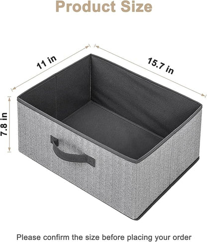 Storage Baskets, 15.7 Inch Woven Fabric Bins, Storage Cubes with Reinforced Handles, Organizer Bins for Closet Shelves, Foldable, for Toys, Clothes (3PCS/Grey-15.7*11*7.8inch)