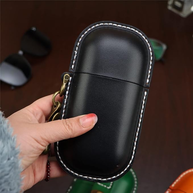Handmade Leather Eyeglass Case Hard Shell Retro Men And Women Sunglasses Nearsighted Glasses Hooks Protection Box