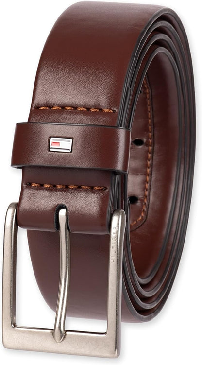 Tommy Hilfiger Men’s Semi‑Dress Leather Belt, Versatile Everyday Style (Regular & Big and Tall Sizes)