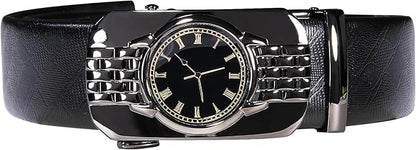 Dubulle Designer Ratchet Belt for Men Leather Fashion Adjustable Automatic Buckle Sliding Removable Dress Casual