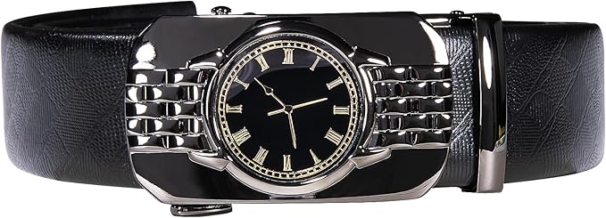 Dubulle Designer Ratchet Belt for Men Leather Fashion Adjustable Automatic Buckle Sliding Removable Dress Casual