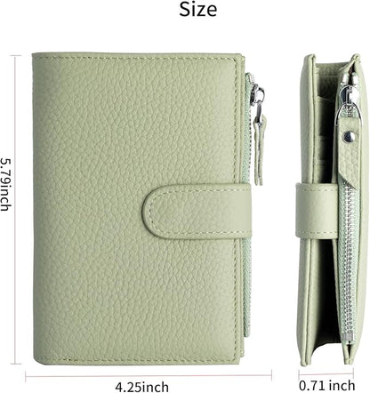 Passport wallet and Card Slot Combo RFID Blocking Slim Leather Travel Passport Wallet for Men and Women with Zippered Coins Pocket Passport holder, Light Green