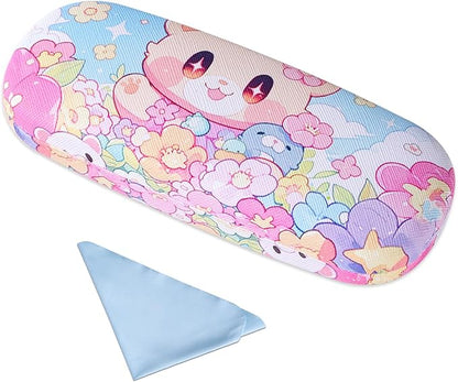 PERFECTSIGHT Hard Shell Eyeglasses Case, PU Leather Protective Glasses Case, Cute Eyeglass Case for Women Men Girls