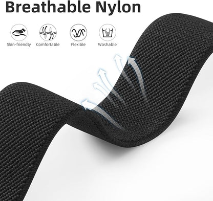 DaQin 3 Pack Nylon Watch Bands Compatible with 16mm 18mm 20mm 22mm Quick Release Watch Band, Adjustable Soft Stretchy Solo Loop Strap Elastic Braided Relacement Wristband for Men Women