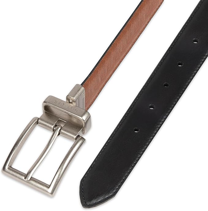 Tommy Hilfiger Men's Reversible Leather Belt, 2‑in‑1 Design for Dress Or Casual Wear