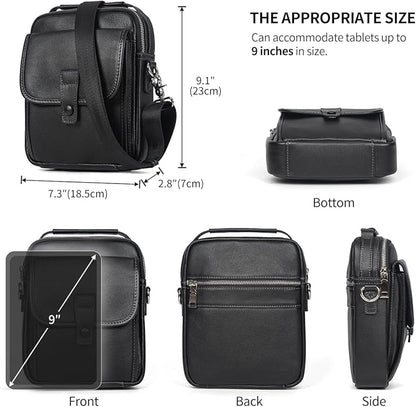 Augus Leather Small Messenger Bag For Men Crossbody Handbag Shoulder Sling Travel Bags for Men Purse Daypack Magnetic Buckle