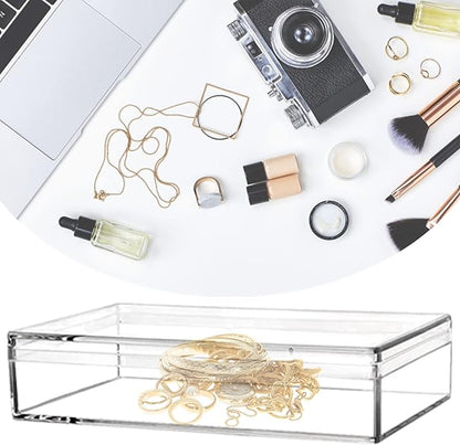 Clear Acrylic Box with Lids, 4 Pack 4.3x2.7x1 Inch Plastic Square Cube Candy Boxes Acrylic Storage Box for Wedding, Valentine's Day Party, Treats, Coin, Jewelry Accessories