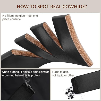 Ratchet Belt Strap, Full Grain Leather Belt Straps for Men without Buckle 1 3/8"- Replacement Strap Only
