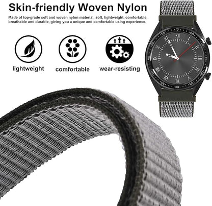 WOCCI 22mm Adjustable Nylon Watch Band, Quick Release Sport Loop Strap (Grey)