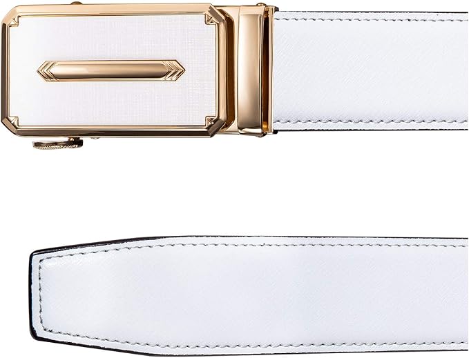 Dubulle Men's Ratchet Belt Gold/Black/Red/Green/Blue/White Automatic Buckle Business Casual Belt Gift - Adjustable Fit