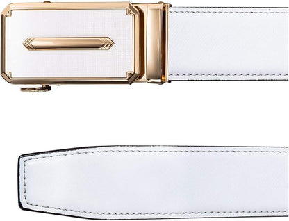 Dubulle Men's Ratchet Belt Gold/Black/Red/Green/Blue/White Automatic Buckle Business Casual Belt Gift - Adjustable Fit
