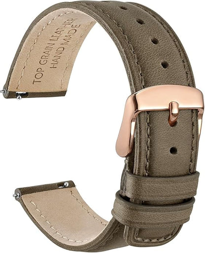 WOCCI Quick Release Watch Band, Distressed Genuine Leather, Stainless Steel Buckle, Strap Width 18mm 19mm 20mm 22mm 24mm
