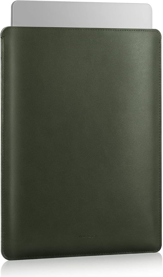 MoKo Laptop Sleeve Compatible with Mac Air 13.3 M5/4/3/2/1, 13-in Mac Pro M2/M1 & Mac Neo A18, PU Leather Notebook Computer Protective Carrying Bag Slim Stylish Case Pouch, Midnight Green