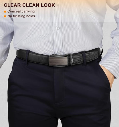 BULLIANT Men's Ratchet Belt Nontrimmable-Click Belt Adjustable for Men Gift Lightweight 1 3/8"