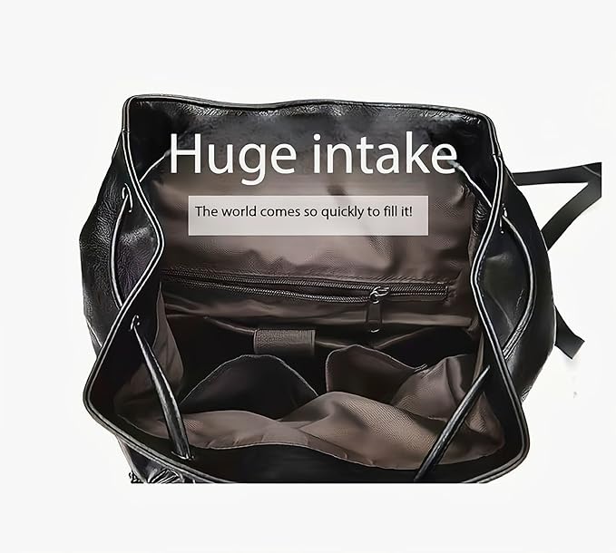 Unisex PU leather laptop bag work business bag hiking backpack leisure day bag university schoolbag (Large,Black 3)