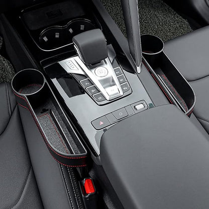 Car Seat Gap Filler Organizer Between Front seat car Organizer and Storage Box, Auto Premium PU Leather Console with Cup Holder, Car Pocket for Interior Essentials (for Passenger Side)