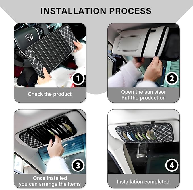 2PCS Car CD Visor Storage Cases, Sun Visor Organizer Disc Holder with 10 DVD Storage Sleeves, Vehicle Sunshade Anti-Scratch Leather CD Case Wallet for Car Truck SUV (White)
