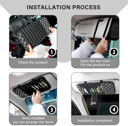 2PCS Car CD Visor Storage Cases, Sun Visor Organizer Disc Holder with 10 DVD Storage Sleeves, Vehicle Sunshade Anti-Scratch Leather CD Case Wallet for Car Truck SUV (White)