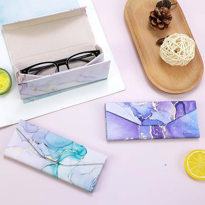 Foldable Glasses Case, Magnetic PU Leahter Sunglasses Case, Cute Hard Shell Folding Eyeglass Cases for Women Kids