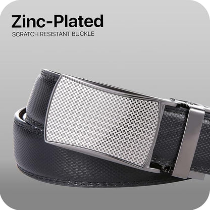 Marino Avenue Ratchet Belt for Men. Adjustable Leather Dress Belt with 38 Easy to Click Into Place Ratchet Closures.