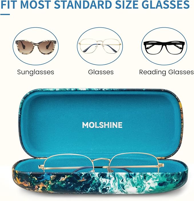 molshine Hard Shell Sunglasses Case, Classic Large Glasses Case for Women Men, Sunglass Eyeglasses