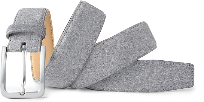 Men's Belt Casual Genuine Leather Suede Belts for Men 1 3/8" Wide Elegant Golf Dress Belt