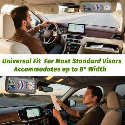 Car CD & DVD Holder - Large Capacity CD Visor Case, Vehicle Visor Storage Organizer with 12 Disc Sleeves, 1 Mesh Pocket 1 Pen Holder and & Elastic Band (Grey)
