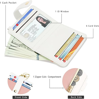 Airkit Small Wallets Woman RFID Blocking Leather Credit Card Holder - with ID Window - Card Wallets for Women - with Zipper Coin Purse - Keychain Wallet