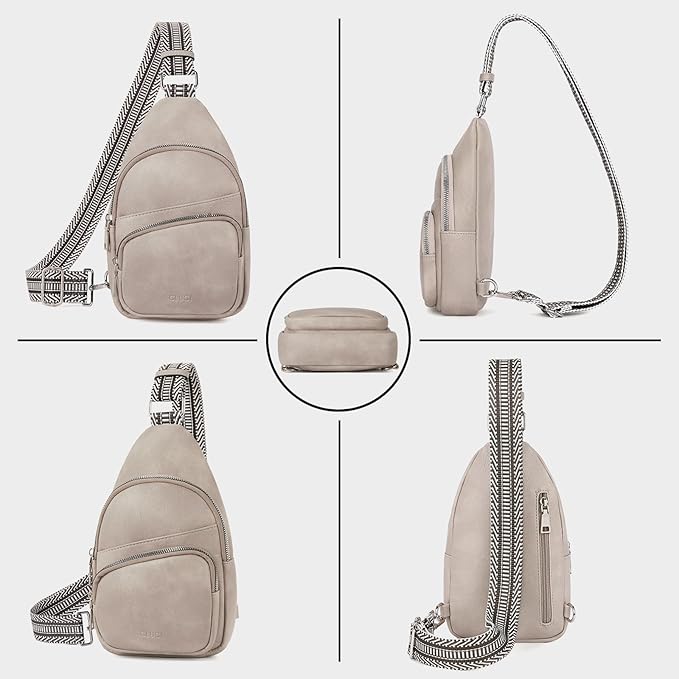CLUCI Small Sling Bag for Women, Vegan Leather Fanny Pack Crossbody Bags for Women, Chest Bag With Guitar Strap