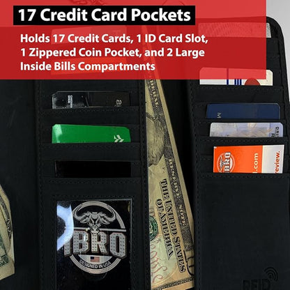 IBRO VINTAGE Motorcycle Chain Wallet for Men – Premium Cowhide Leather, RFID Tri-Fold Biker Wallet with Heavy Duty Chain for Bikers Truckers & Hunters, Credit Card Money Organizer Long Wallet | Long Trifold, RFID Blocking, Men's, Trucker Biker