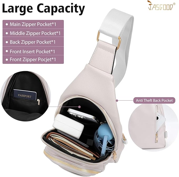 Sling Bag for Women Crossbody Leather Fanny Packs Chest Bag Fashion Sling Backpack Travel JASGOOD