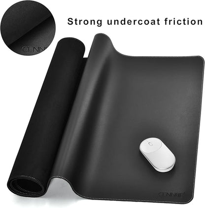 CENNBIE Leather Desk Mat Pad Blotter Protector, Extra Large Desk pad, Laptop Keyboard Mouse Pad 39.3" x 19.6"(Black)