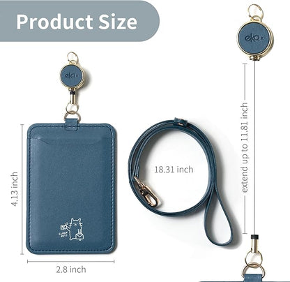 EKAX ID Badge Holder with Adjustable Lanyard & Retractable Badge Reel Clip, Double-Sided Card Holder for Office, Bus Pass, Student, Nurse, Police, Teacher-Work Kitten