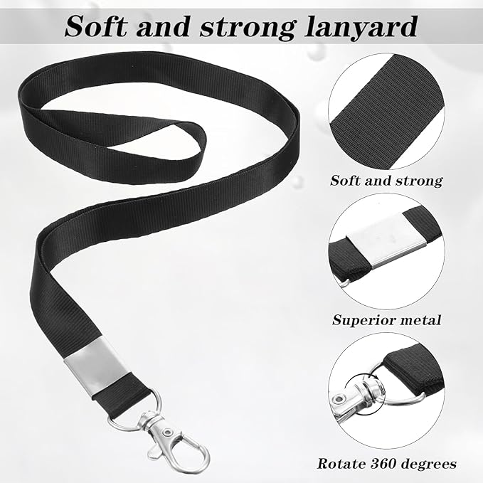 PU Leather Badge Holder with Lanyard ID Badge Holder with Retractable Reel Clips, Multiple Card Slots Retractable Badge Reel ID Card Holders Set for Badge Credit Cards