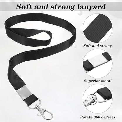 PU Leather Badge Holder with Lanyard ID Badge Holder with Retractable Reel Clips, Multiple Card Slots Retractable Badge Reel ID Card Holders Set for Badge Credit Cards