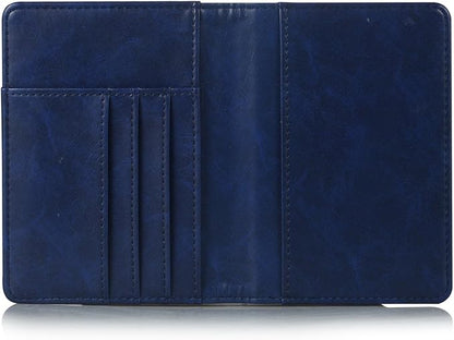 EpicGadget RFID Blocking Premium Leather Passport Holder Travel Wallet Cover Case (Navy Blue)